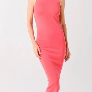 ALC Marc Pink Halter Rib Knit Bodycon Dress